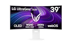 LG UltraGear OLED GX9s SMART Gaming Monitor 39GX90SA-W - WOLED UWQHD 1440p Curved 39 Inch, 240Hz, 0.03ms, HDR 400, webOS AI, Speakers, Wi-Fi, Bluetooth, DP 1.4, HDMI 2.1, USB-C, White