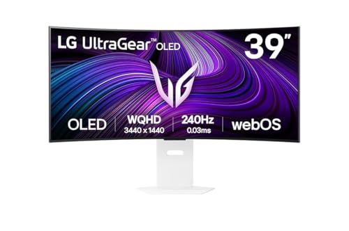 LG UltraGear OLED GX9s SMART Gaming Monitor 39GX90SA-W - WOLED UWQHD 1440p Curved 39 Inch, 240Hz, 0.03ms, HDR 400, webOS AI, Speakers, Wi-Fi, Bluetooth, DP 1.4, HDMI 2.1, USB-C, White