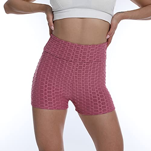 Kt Women Workout Shorts Brazilian Textured Booty Leggings Shorts Anti-Cellulite Scrunch Butt Lift(Bean Paste, Medium) #TOP1