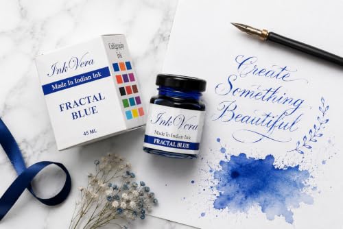 Image of InkVera Fractal Blue Calligraphy Ink, 45 ml