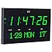 HITO 14.2” Large Oversized LED Wall Clock Seconds Date Day Indoor Temperature Adjustable Brightness Memory Function Adapter Included Decorative for Living Room Office Conference Room Bedroom (Green)