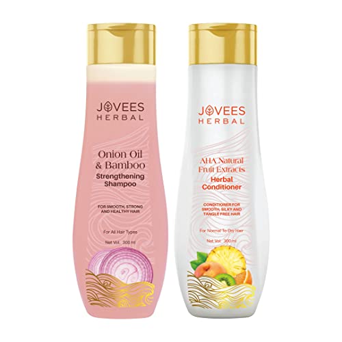 Image of Jovees Red Onion Oil & Bamboo Strengthening Shampoo 300 ml, Jovees Herbal Hair Conditioner 300 ml