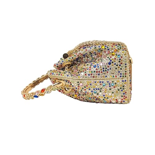 Image of HUANG ZHUANG Colorful Crystal Soft Purse Sparkly Rhinestone Handbag Women Clutch Bling Party Crossbody Bag for Prom Cocktail