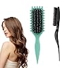 Cepillo Pelo Rizado, Cepillo Multifuncional para Rizos, 1 cepillo para el cabello rizado y 1 peine, Para Pelo para Todo Tipo de Cabello Rizado，Verde+Negro