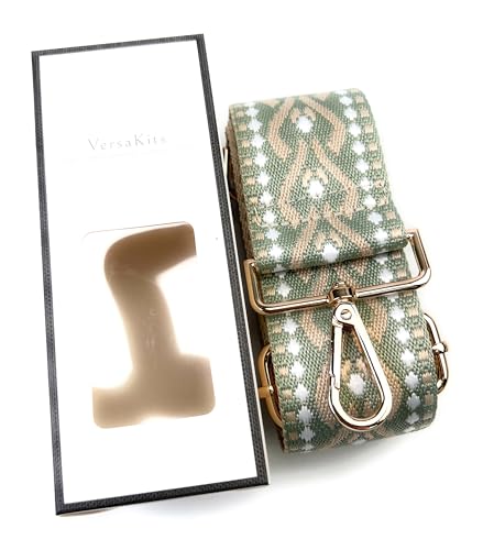 Image of Purse Strap Replacement for Crossbody Bags & Handbags | Premium Webbing with Light Gold Hardware Clip-On Installation Adjustable Length Comfortable Wide Guitar Style Strap