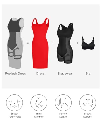 Popilush Ruched Dresses for Women Shaper Dresses Work Business Casual Dress for Women Midi Pencil Dress2