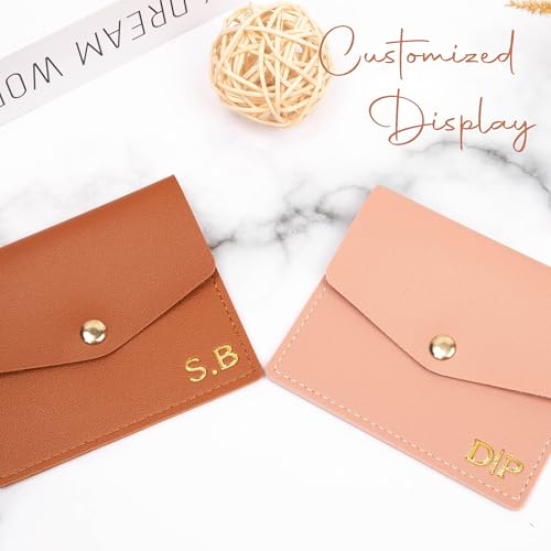 Personalized Credit Card Holder with Gold Initial Name, Customized 5-layers Card Protector Wallets for Men&Women, High-grade PU Leather Envelope Snap Wallet, Portable Front Pocket Wallet2