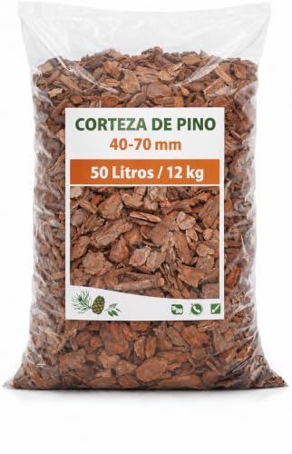 Corteza de Pino Premium Bolsa de 50 litros tamaño 40-70 mm (Peso: 12 kg)