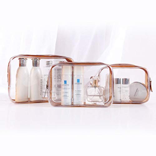Lurrose 3 peças de necessaire transparente à prova d'água bolsa de maquiagem de PVC com zíper organ