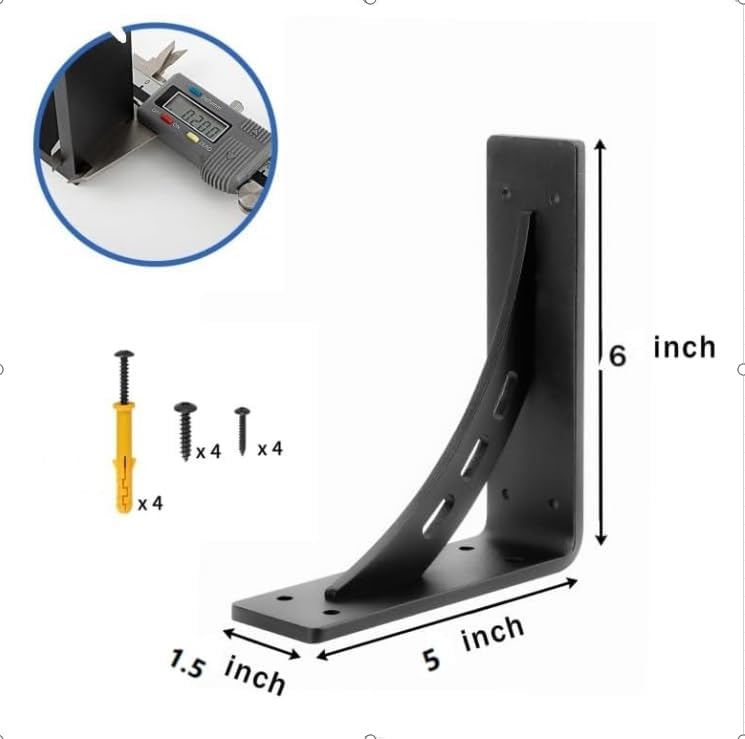 Miniatura 2 de Soportes de estante resistentes de 6 x 5 pulgadas, soportes de metal para repisa (juego de 2) soportes de chimenea para repisas de chimenea, soporte