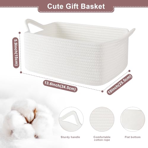 Image of OIASKET Gift Basket Empty with Handle, Small Woven Baskets for Gifts Empty | 13.6 inchx10 inchx5.9 inch, Baby Shower Toy Storage Baskets, Dog Toy Storage for Organizing, with Gift Bag Ribbon Tissue Paper