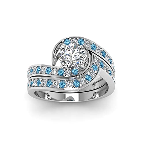 Alliance en diamant pavé et argent sterling de haute joaillerie - Forme ronde