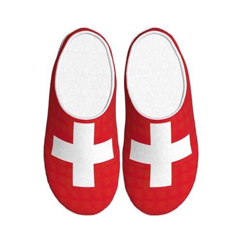 Pantoufles d'hiver peluche drapeau suisse EdWal unisexes