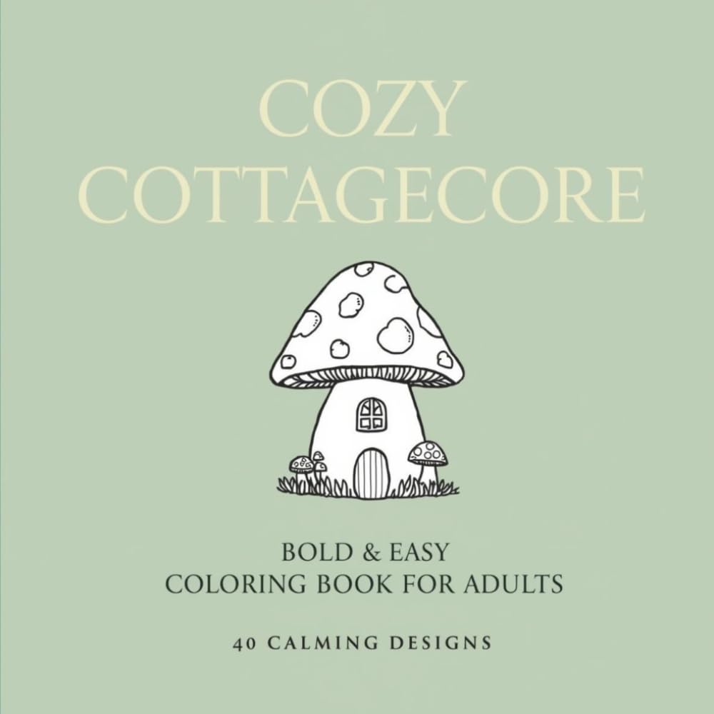 Cozy Cottagecore: Bold & Easy Coloring Book for Adults — 40 Calming Designs of Mushroom Cottages, Wildflowers & Woodland Scenes for Stress Relief (Luminord Cozy Coloring)