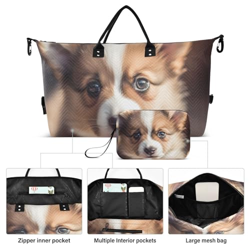 Large Travel Duffel Bag, Beautiful Puppy Sports Tote Gym Bag, Shoulder Weekender Overnight Bag for Women Men, Carry On Luggage with Toiletry Bag2