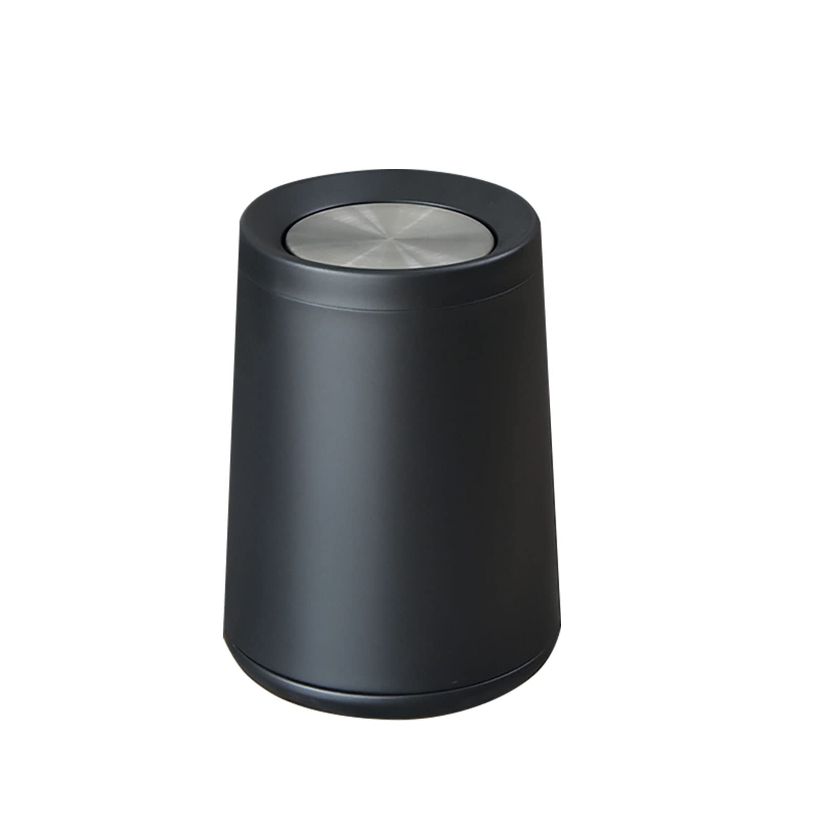 Pattumiera in acciaio inox con coperchio ribaltabile a doppio strato, piccolo cestino per la spazzatura per bagno e cucina (nero)