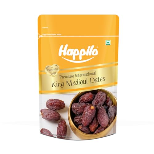 Image of Happilo Premium International King Medjoul Dates 200g | Khajur, Khajoor | Dry Fruits | Dates in Fresh | Healthy Snacks | Dry Dates | Soft Chewy Texture | Sweet Caramel Taste