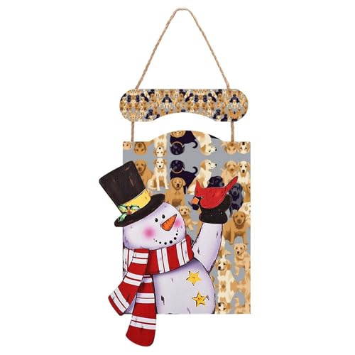 Décoration de Noël en bois pour porche d'entrée avec motif de chien festif