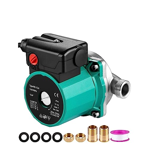 温水循環ポンプ 水圧ブースター 給湯器用循環サーキュレーター ステンレス鋼/鋳鉄ヘッド - 水ブースターポンプ(46 to 93W - Green)