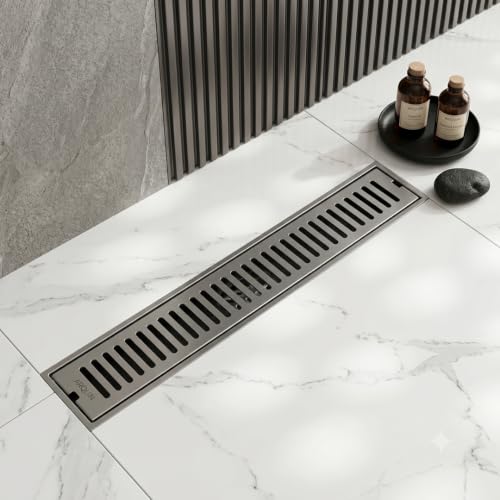 Image of ARQUIN Floor Drainer 18x4 Inch Shower Drain Channel 304 Grade Stainless Steel Bathroom Floor Drainer Water Drain Channel for Bathroom with Cockroach Trap (1mm Thickness)