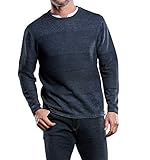 Softer Baumwollgriff engbers Herren Pullover mit Ringelmusterung, 28920, Blau in Größe S
