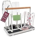 D&D Living® All-in-One Flaschenhalter für SodaStream - Abtropfgestell für Flaschen Aller Art: Duo / Crystal / Easy, Trink- und Babyflaschen - Universal-Trockenständer (Metall, Weiß)