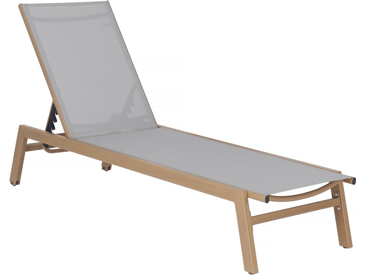 habitat et jardin Aluminium-Sonnenliege mit Holzoptik Elysia – Hellgrau