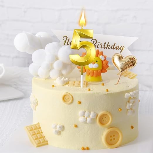 Party Port Shiny Gold Number Candle for Birthday or Anniversary Celebration (2.3 Inch Pack of 1) (5) (B0D576HX65) Amazon Price History, Amazon Price Tracker
