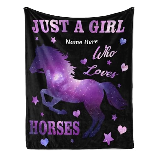 Albrayst Manta de caballos para niñas, manta de franela personalizada para decoración de habitación, regalos estéticos, 50 x 60 pulgadas