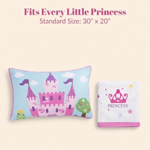 Image of Everyday Kids 2-Pack Standard Size Pillowcases fit Pillows 20 x 26 inch -100% Soft Breathable Microfiber - Perfect for Toddler Little Girl Twin /Full Size Bed - Princess