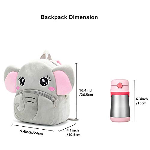 Nice Choice Cute Toddler Backpack Toddler Bag Plush Animal Cartoon Mini Travel Bag For Baby Girl Boy 2-6 Years(Grey Elephant) #TOP4