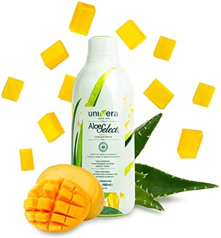 Univera Aloe Select Mango, Prebiotic Supplement, Boosts Immune Support, Digestive Enzymes for Gut Health, Aloe Vera, Reduces Inflammation, Mango Flavor, 30 Day Supply(980ml)