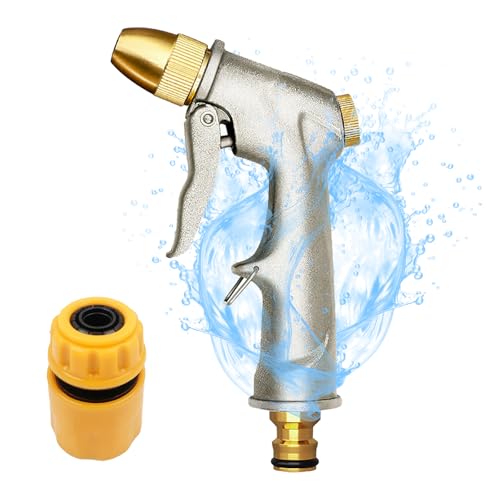 Garten Handbrause Messing mit Klempneranschluss - Hochdruck-Zinklegierung Handbrause Verstellbarer Wasserdurchfluss, Spritzpistole Metall für Garten Bewässerung, Autowaschanlagen Garten Handbrause Messing mit Klempneranschluss - Hochdruck-Zinklegierung Handbrause Verstellbarer Wasserdurchfluss, Spritzpistole Metall für Garten Bewässerung, Autowaschanlagen