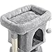 Yaheetech Cat Scratching Posts with Bed, 23.5 Inches Cat Kitten Scratcher Featuring with Sisal Scratch Posts, Interactive Dangling Ball for Indoor Large Cats, Light Gray