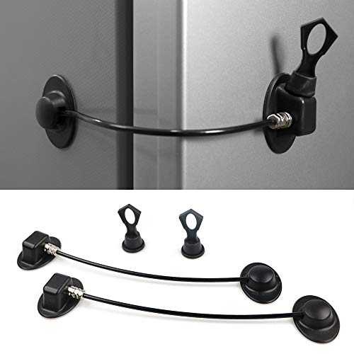 Image of 2 Pack Refrigerator Lock with Magnetic, Child Safety Locks, Fridge Freezer Door Lock, for Cabinet Drawer, Convenient - Black