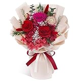 Yastouay Preserved Flowers Bouquet with Red Rose, Mothers Day Flowers for Delivery, Natural Real Forever Flowers with Gift Box, Forever Flowers Bouquet for Mom Women Wife Her