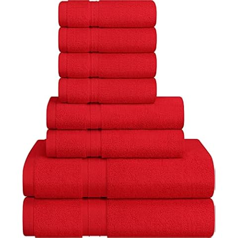 Towel and Linen Mart Burgundy Towel Sets, 2 Bath Towels 2 Hand Towels and 4 Washcloths 2 Ply Low Twist 600 GSM Ring Spun Highly Absorbent for Bathroom Hotel Shower Towel (8 Pack) Cover