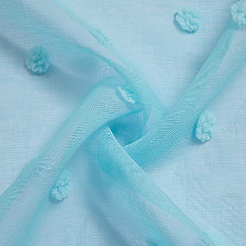 CAROMIO Tende corte trasparenti con pompon per