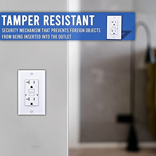 Gfci Outlet Receptacle White – 20 Amp/125 Volts Tamper Resistant Gfci Outlet Pack Of 10 – Self Test Function With Led Indicator – Ul/Cul Listed Wall Plate And Screws Included – Indoor Or Outdoor Use #TOP6