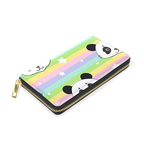 Portefeuille long en cuir véritable avec panda idée cadeau originale multicolore - 3