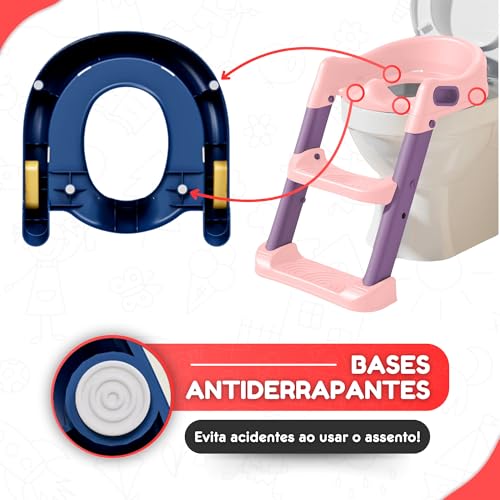 Redutor De Assento Infantil Troninho Sanitário Com Escadinha Vaso Criança Bebê (Rosa)