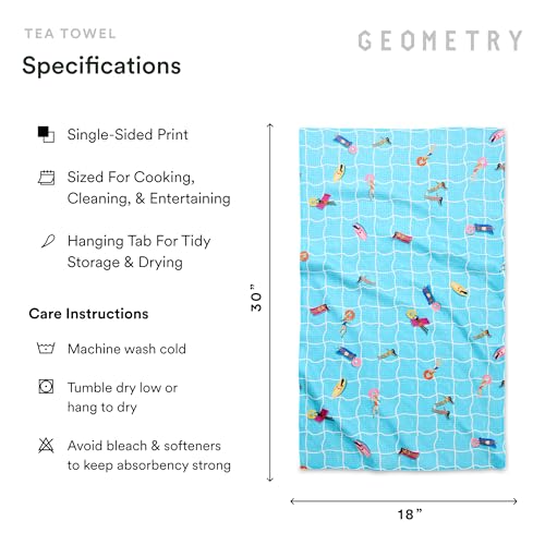GEOMETRY Tea Towels – Spring & Summer Collection – Quick-Dry, Ultra-Absorbent, Reusable Microfiber Kitchen Towels for Drying & Cleaning - At The Pool - 1 Pack - image 6