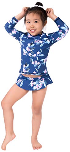 Image of ToBeInStyle Girls' 3 /4 Sleeve Graphic Print Mock Neck Rashguard Top