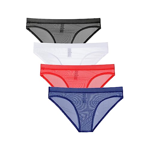 Men's Mesh No Pouch Slim Fit Bikini Briefs Underwear Breathable Triangle Briefs Underwear