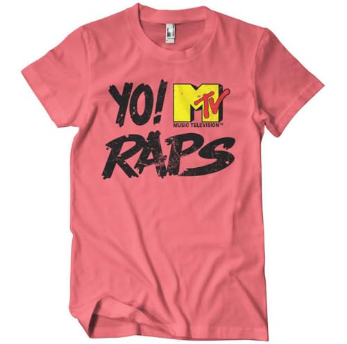 T-shirt Yo! MTV Raps homme corail vintage en coton coupe large