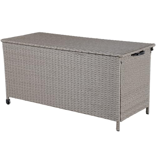 Grand patio Deck Box Outdoor 480L Large Storage Box with Lid Graden Furniture Storage Box Cushion Box with Smooth Wheels Easy to Move Storage Containers for Tools Pool Accessory Pillows -Light Brown 9 Grand patio Deck Box Outdoor 480L Large Storage Box with Lid Graden Furniture Storage Box Cushion Box with Smooth Wheels Easy to Move Storage Containers for Tools Pool Accessory Pillows -Light Brown - Image 9