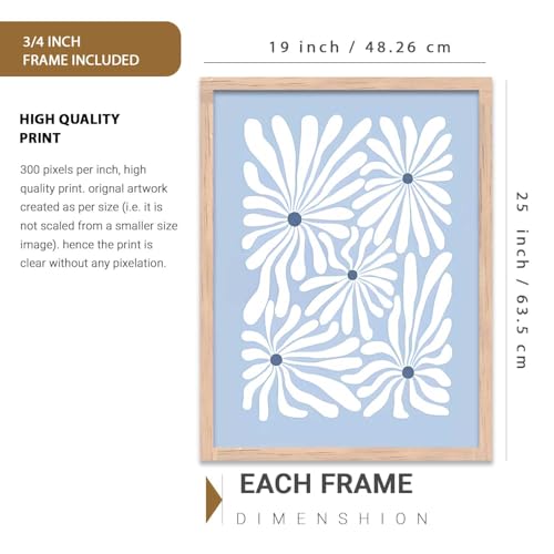 Image of kotart Aesthetic Abstract Floral Art Home Decoration | Boho Floral Paintings With Frame For Living Room Bed Room Hotel Wall Decor Digital Reprint Set of 3 (19X25 inch)