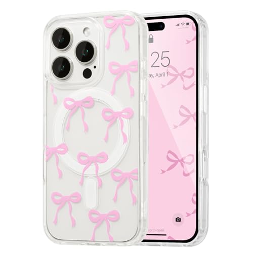 UEEBAI Magnetic for iPhone 15 Pro Max Case, Bow Case Compatible with MagSafe, Wireless Slim Clear...