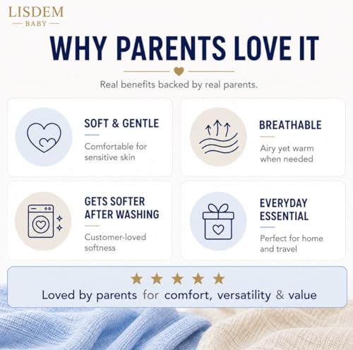 Baby Muslin Swaddle Blanket, Soft Breathable Cotton Baby Blanket, Lightweight Newborn Swaddle Wrap, Receiving Blanket for Infants, Gender Neutral Baby Essentials. by LISDEM BABY - Image 9