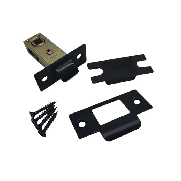 Forgeworks Thin Frame Short Latch 40mm in Matt Black - Internal Doors Accessory with Quiet Operation - Fixings and Keep Included